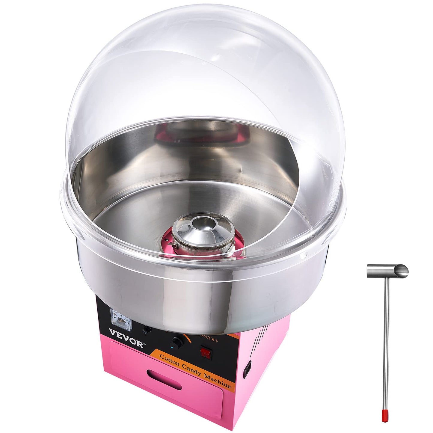 Máquina Eléctrica de Algodón de Azúcar VEVOR Rosa con Tazón de Acero Inoxidable para Eventos y Hogar