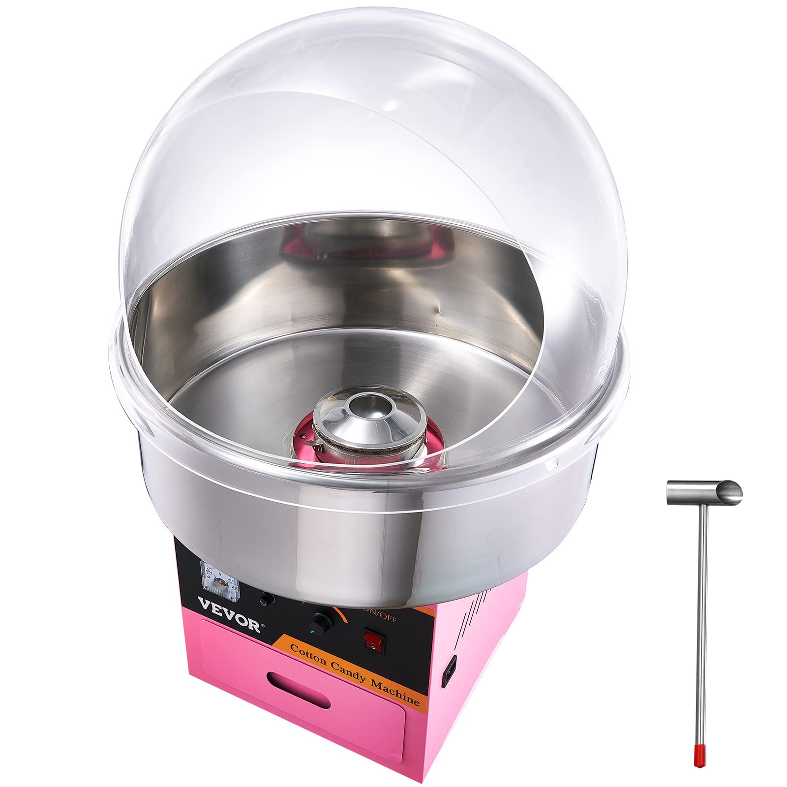 Máquina Eléctrica de Algodón de Azúcar VEVOR Rosa con Tazón de Acero Inoxidable para Eventos y Hogar