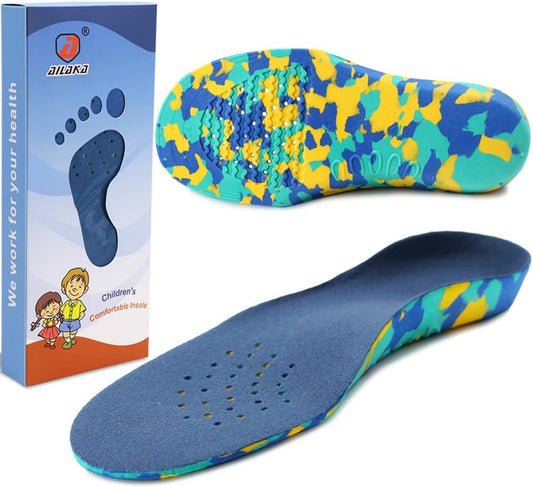 Ailaka Plantillas ortopédicas para niños, plantillas de apoyo de arco para zapatos, inserciones de espuma EVA para pies planos, fascitis plantar