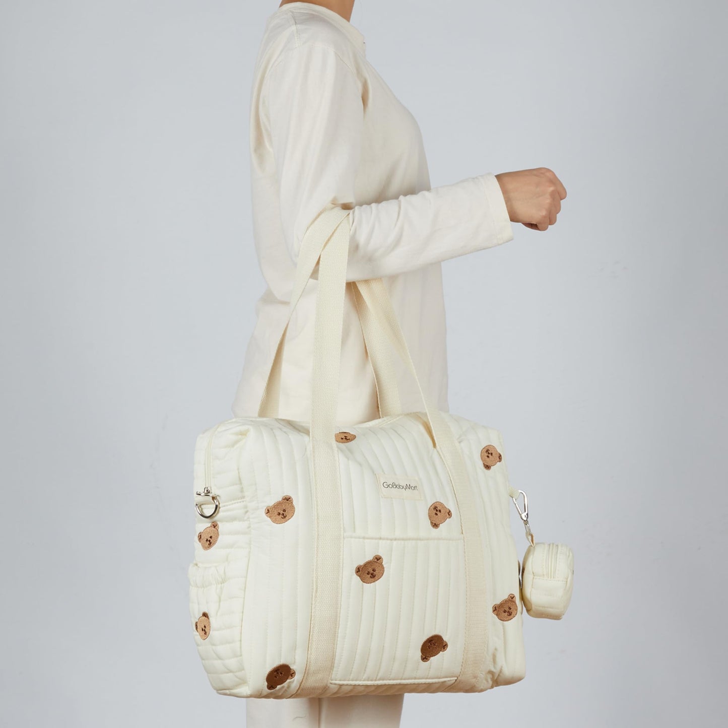 GOBABYMART - Juego de 3 bolsas de pañales, bolsa de hospital para trabajo y parto, bolsa de viaje de maternidad con cambiador y estuche para chupete