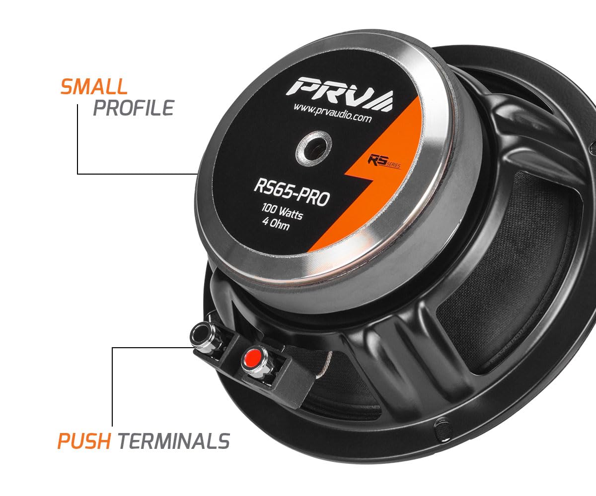 PRV AUDIO - Altavoces de rango completo para coche de 6.5 pulgadas, 200 vatios por par, 4 ohmios RS65-PRO, altavoz de repuesto OEM de alta calidad, ideal para sistema de sonido estéreo de coche con