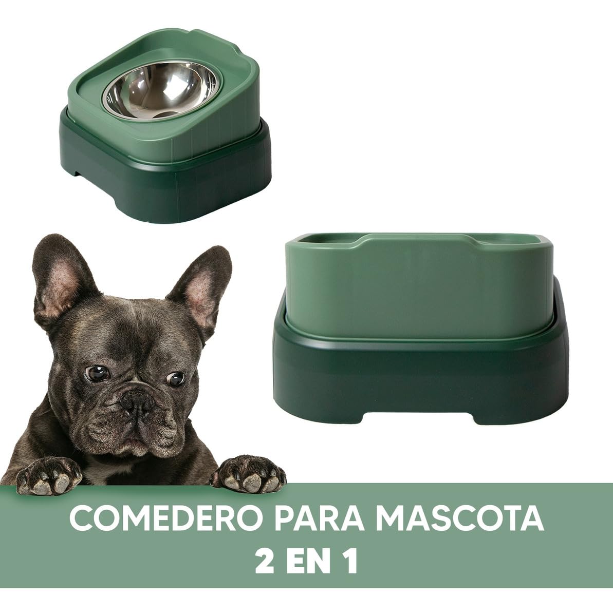 JAUZ IMPROVEMENT Comedero para Perros Antideslizante Acero Inoxidable 2 En 1 (Mod. J0172)