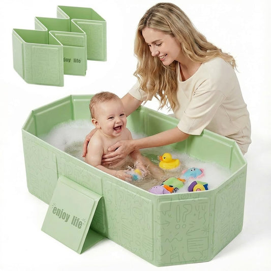 Tina de Baño para Bebé Resistente Verde Portátil y Fácil de Limpiar