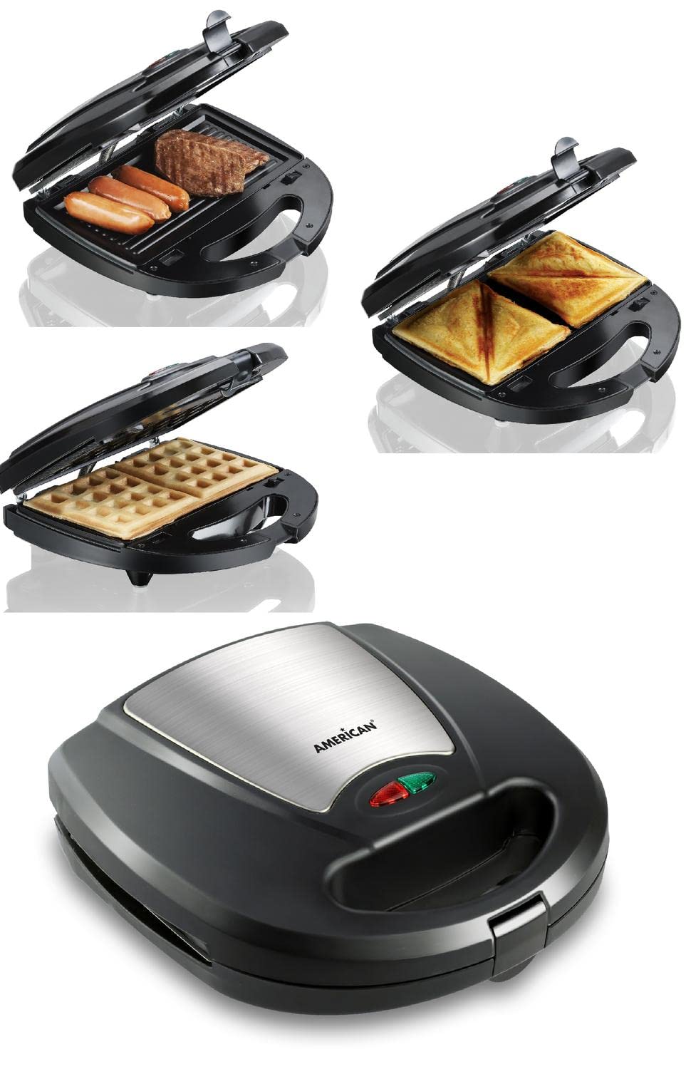 American SANDWICHERA 3 EN 1 (WAFFLERA, GRILL, SANDWICHERA), 9983