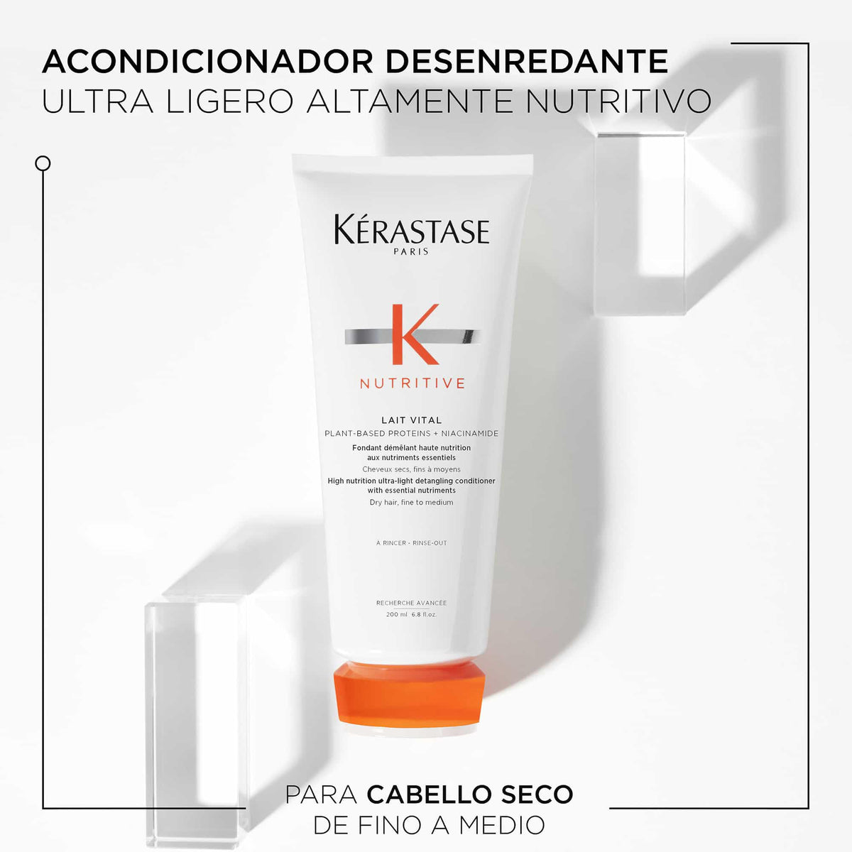KÉRASTASE Lait Vital | Acondicionador de Nutrición Profunda para Cabello Ligeramente Seco | Nutre y Revitaliza el Cabello | Con Proteínas de origen vegetal, Niacinamida y Glicerina | 200ml