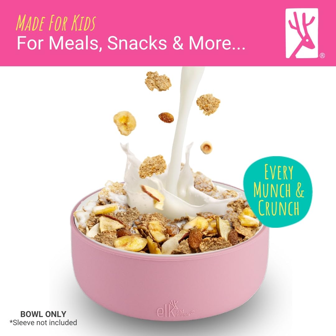 Elk and Friends Tazones de porcelana para niños | Alimentación para niños/bebés | Apto para microondas y lavavajillas | Antideslizante | Tazones y vajilla para cereales/sopa/merienda | Pack de 2
