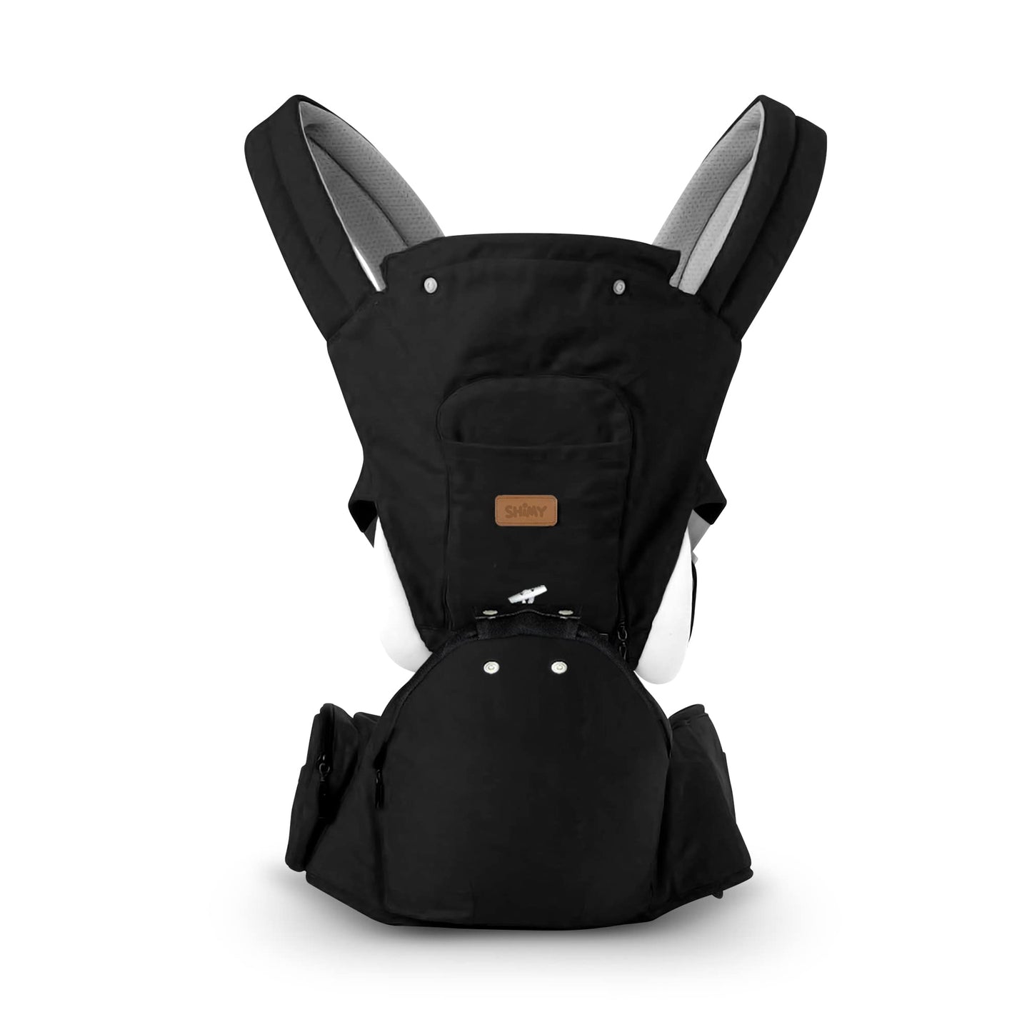SHIMY Canguro para Bebé, Cangurera Portabebé Tipo Fular para Niños de 0 a 36 Meses, Mochila Ergonómica con Soporte para Cintura, Múltiples Compartimentos con Cierre, Ajustable a Varias Posiciones