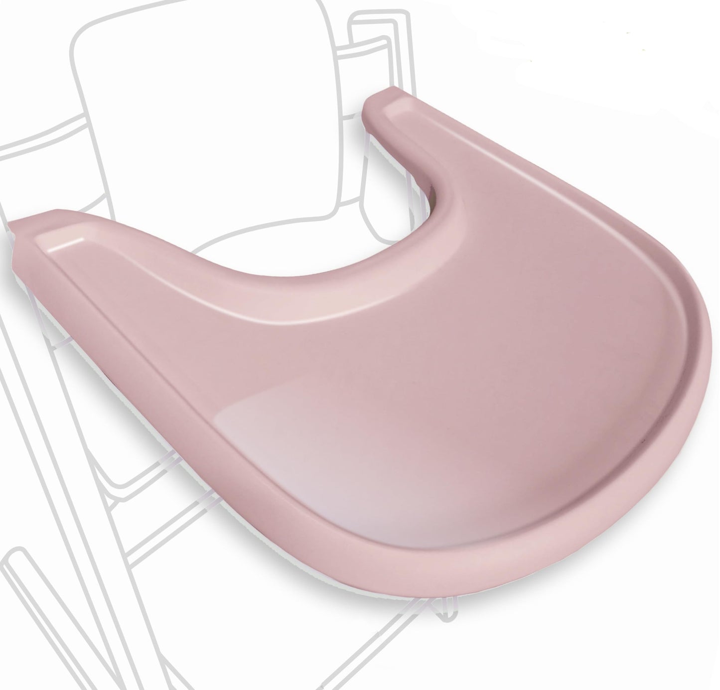 Bandeja para silla alta compatible con silla Stokke Trip Trap, diseño curvado ergonómico, rosa polvoriento brillante, sin BPA, fácil de montar