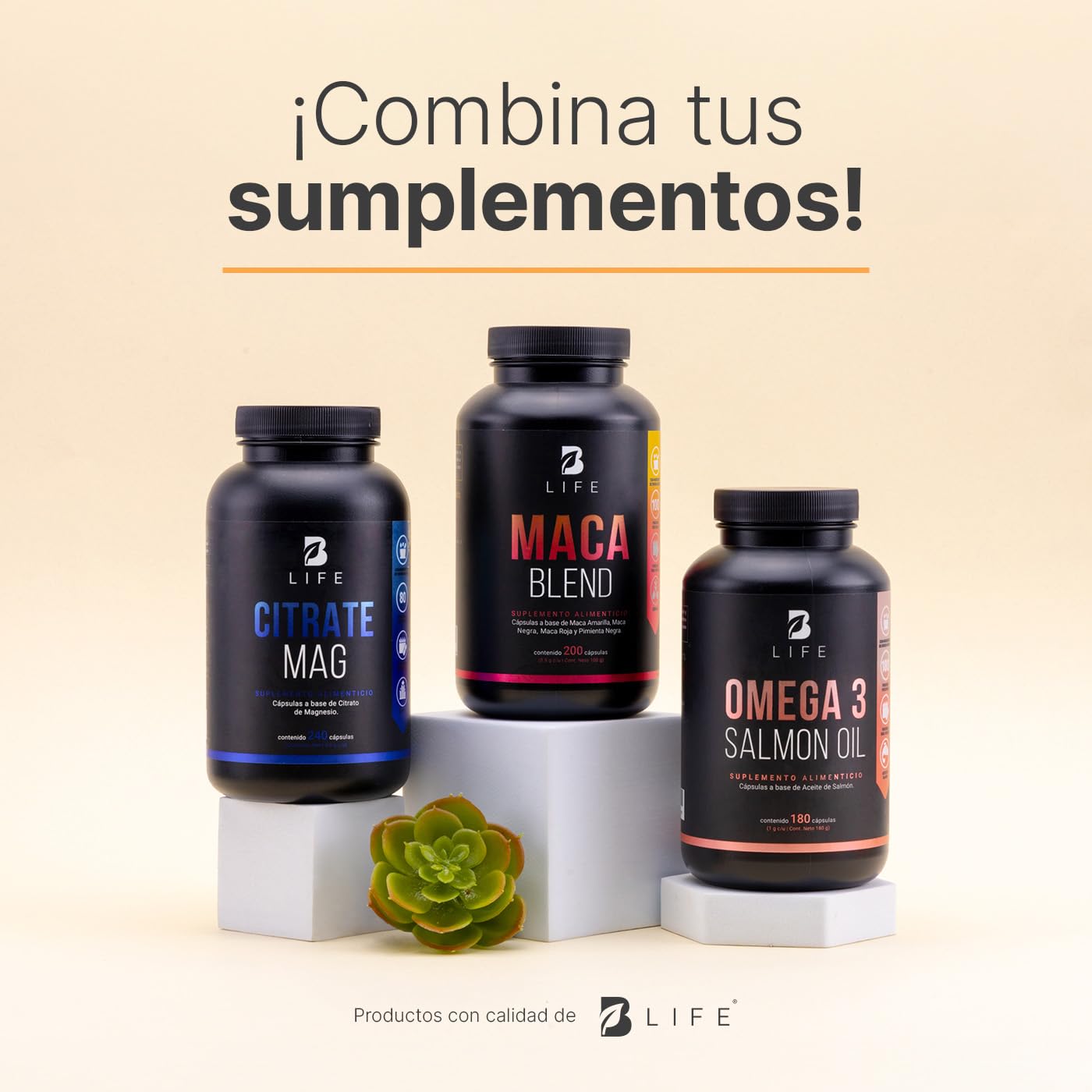Complejo de Maca 200 Cápsulas 1000 mg por porción. Amarilla, Negra, Roja y Pimienta Negra. Ingredientes naturales. Maca Blend.