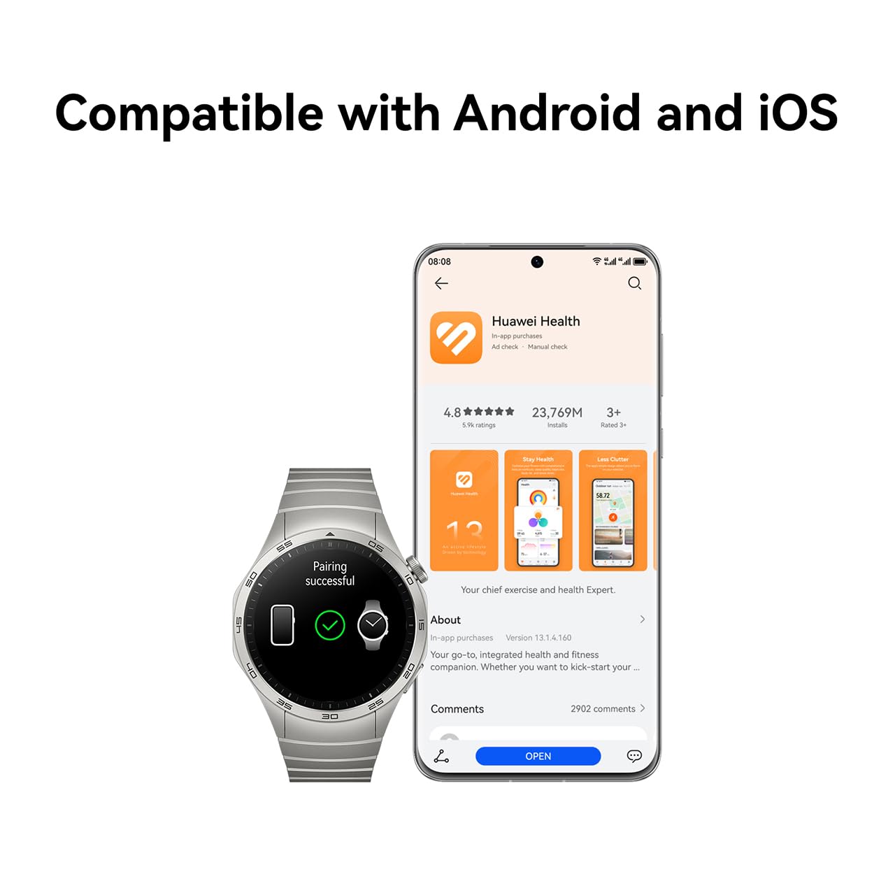 HUAWEI Watch GT4 (GPS) Smartwatch 46mm, Negro Mate, hasta 14 Días de BaterÍa. Ayuda al Cuidado de la Salud, Oxígenacion de la Sangre, Resistente al Agua