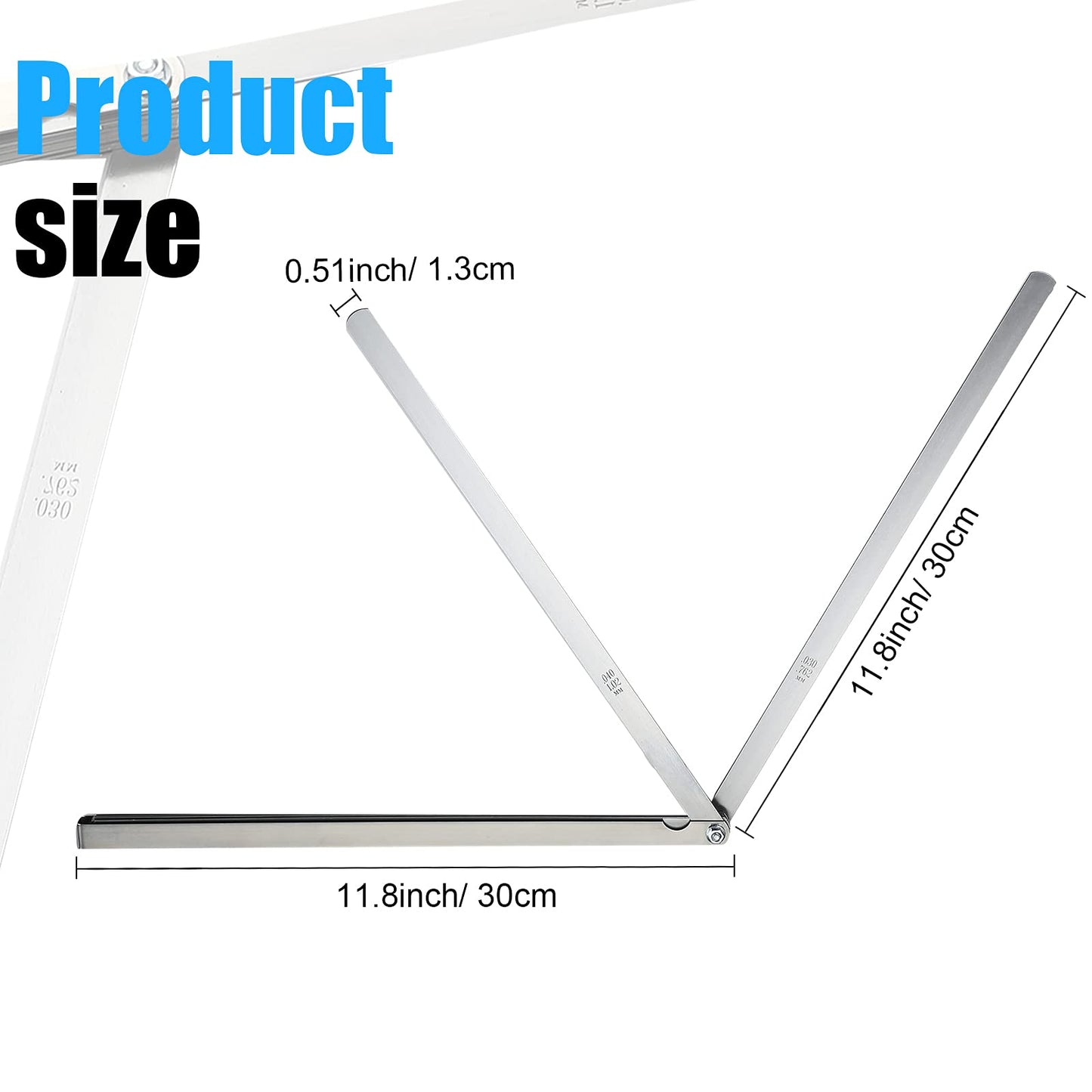 Herramienta de medición de calibre de acero inoxidable con doble marca métrica e imperial (0.038-1.02 mm, 25 cuchillas)