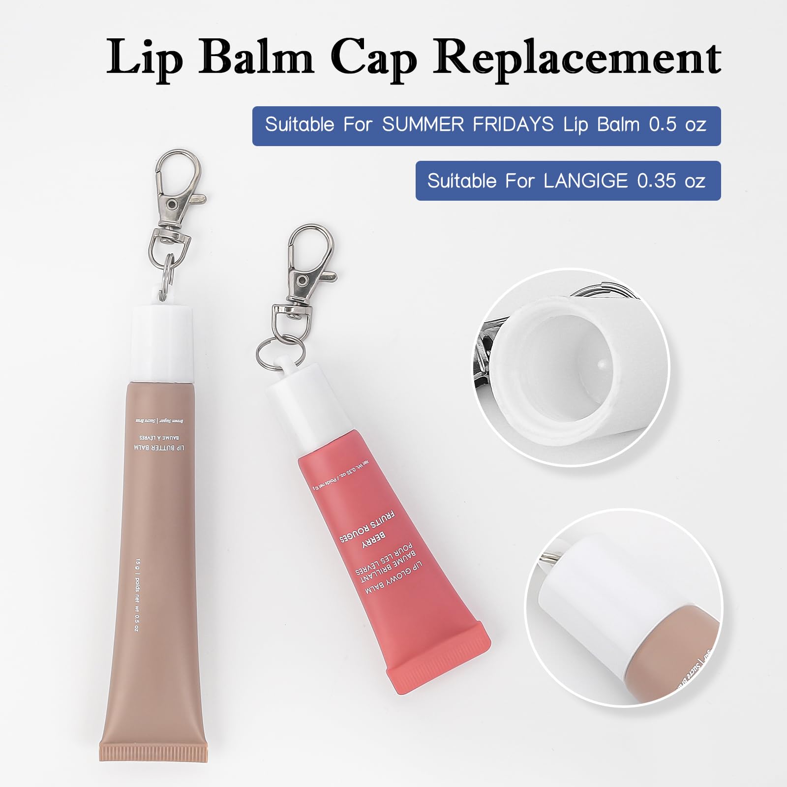 Llavero para llavero de 14 ml con bálsamo labial de 0.5 onzas, compatible con LANGIGE de 0.35 onzas, soporte portátil para llavero, Color, L