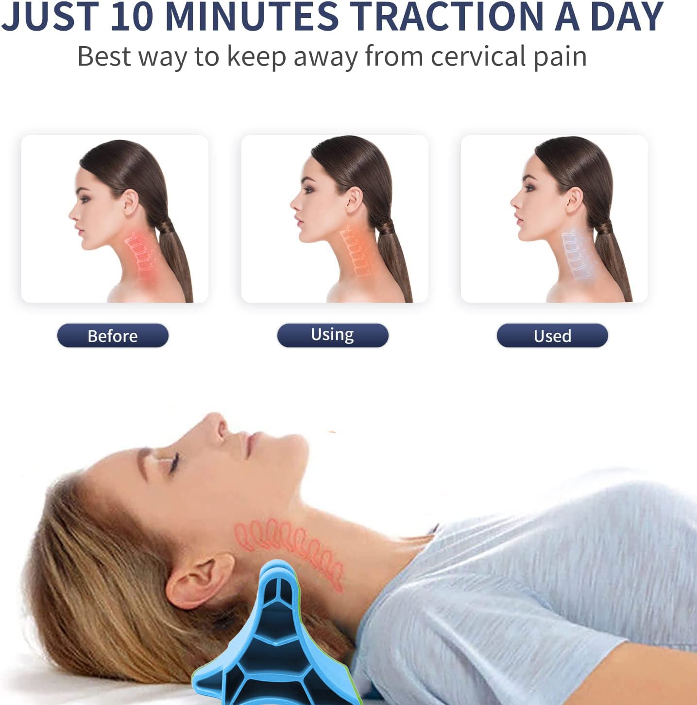 Herramienta de liberación occipital, dispositivo de liberación suboccipital portátil de vértebra cervical, masajeador de punto de acupresión de gatillo muscular profundo, alivio del dolor para dolor de cabeza, migraña, cuello, hombros y espalda (azul)
