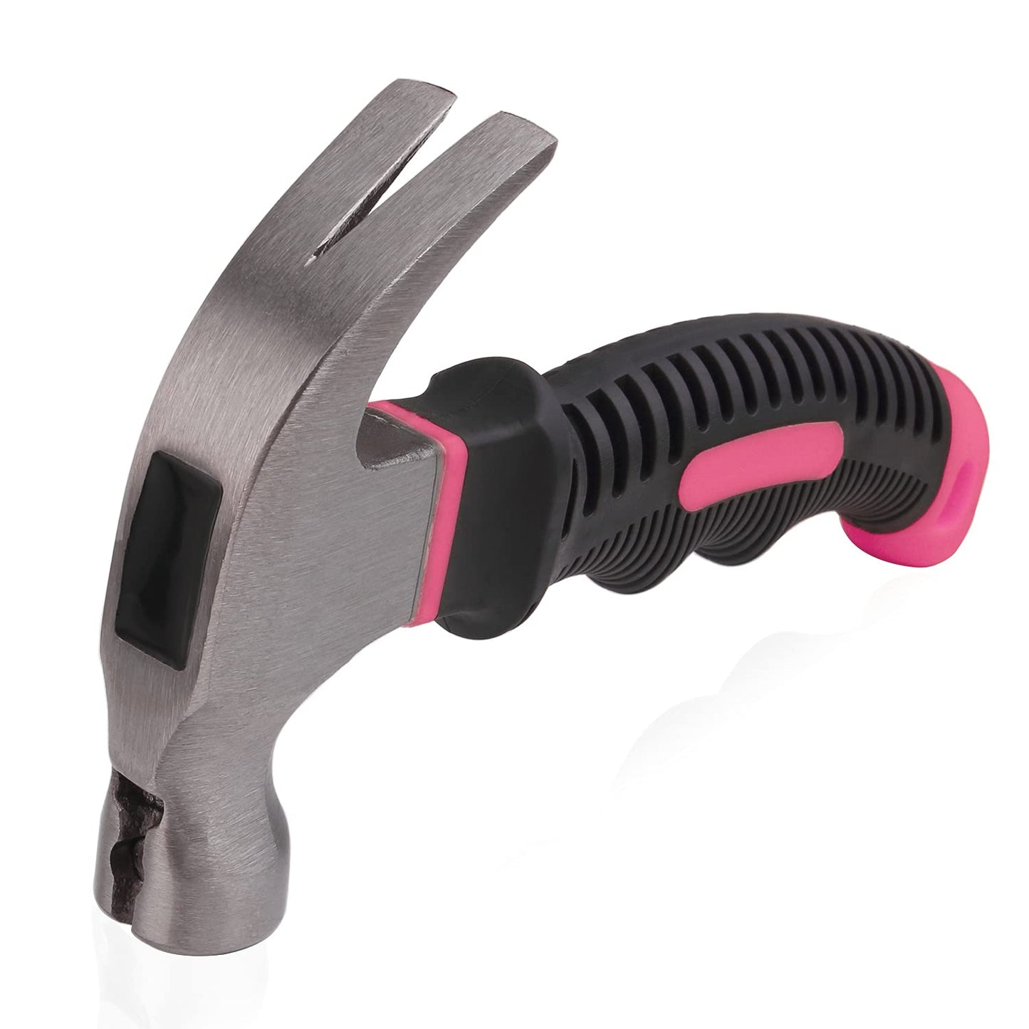 EFFICERE - Martillo rechoncho multiuso de 8 onzas, color rosa con iniciador de uñas magnético, rosa para niñas, mujeres y mujeres, ideal para proyectos domésticos generales, cochera, recámara universitario, oficina y más