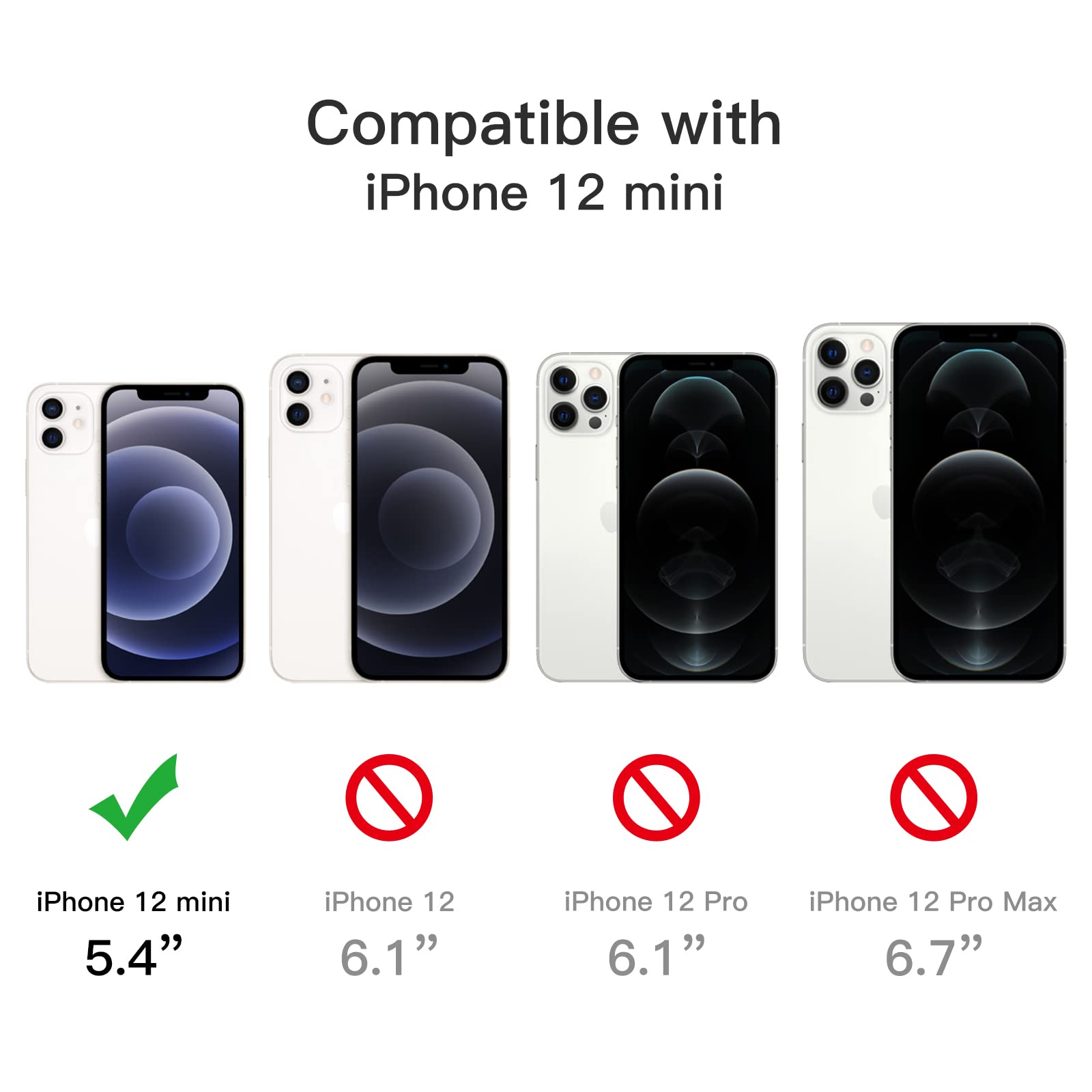 JETech 5 en 1 Funda para iPhone 12 Mini 5.4 Pulgadas con 2 Protector Pantalla y 2 Protector Lente Cámara, Mica Cristal Vidrio Templado Cobertura Completa, Carcasa Antigolpes (Negro)