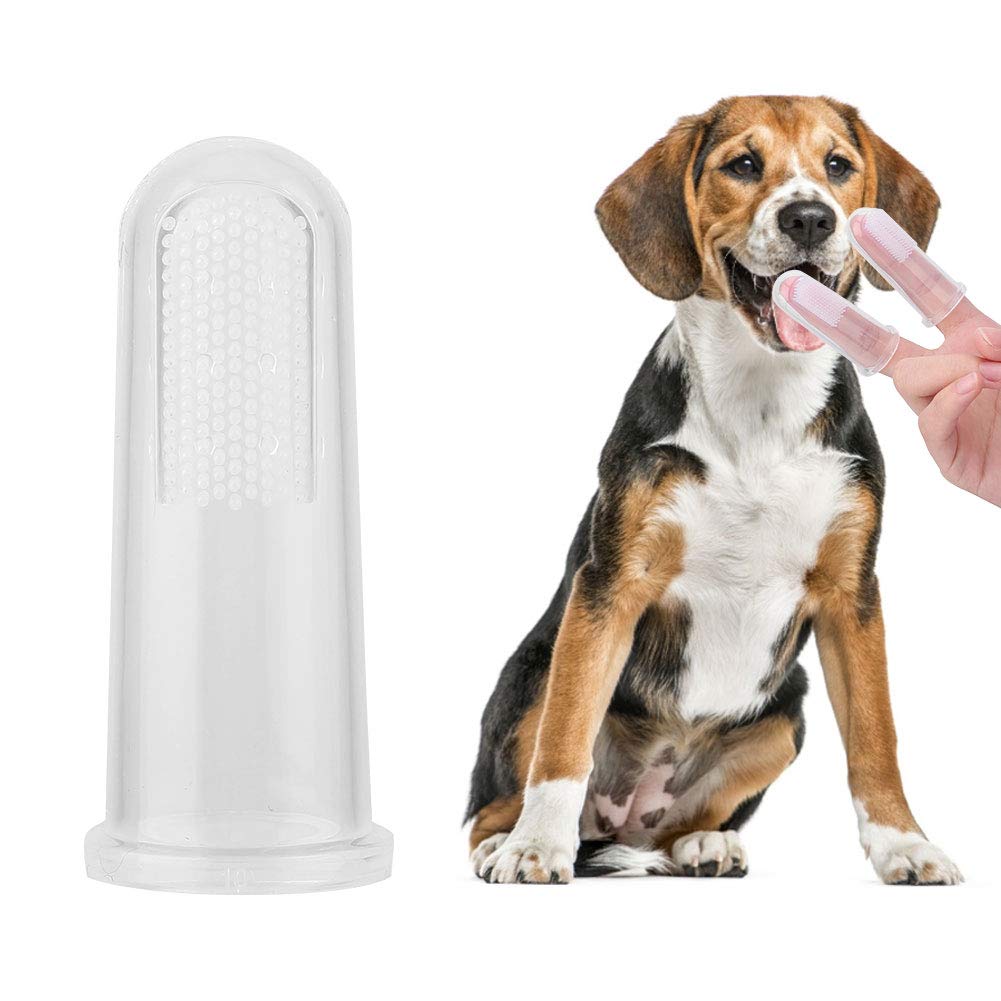 Cepillo de Dientes de Silicona Taidda Transparente Juego de Dedos para Mascota Perro