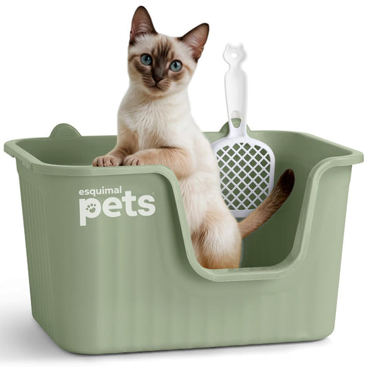 Arenero para Gato ESQUIMAL Verde con Paredes Altas y Pala