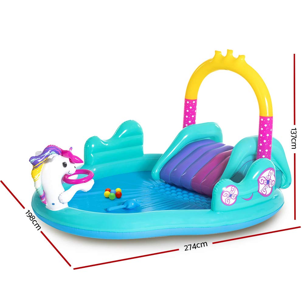 Bestway Alberca Inflable Infantil 3-6 años Unicornio c/resbalad 1mod 2.74x1.98x1.37m (9x6.6x54pulg) Caja(1)