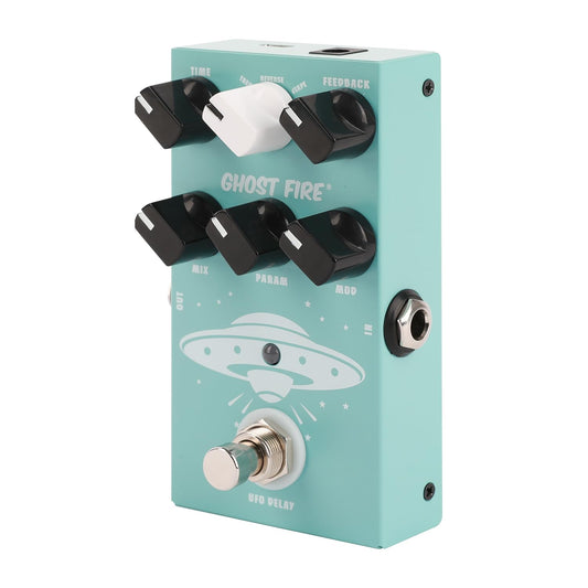GHOSTFIRE Pedal de retardo de guitarra para tableros de pedales, 9 efectos de retardo diferentes para guitarra eléctrica, bajo, cinta, bypass verdadero (retardo OVNI)