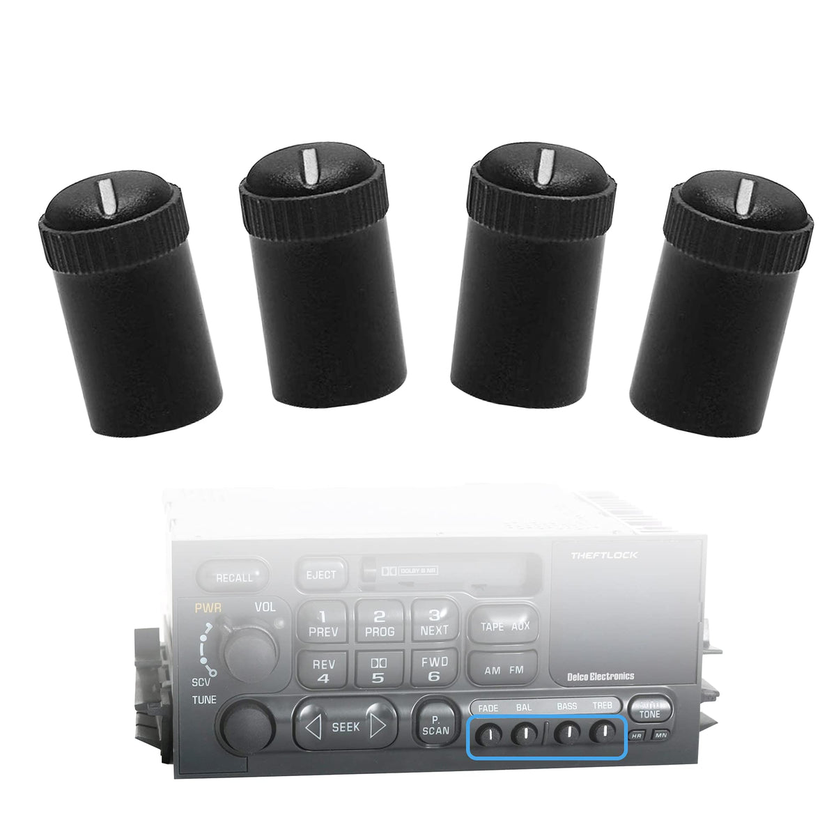 Perillas de Control de Tono para Radio GM Equipment 4PCS Negro