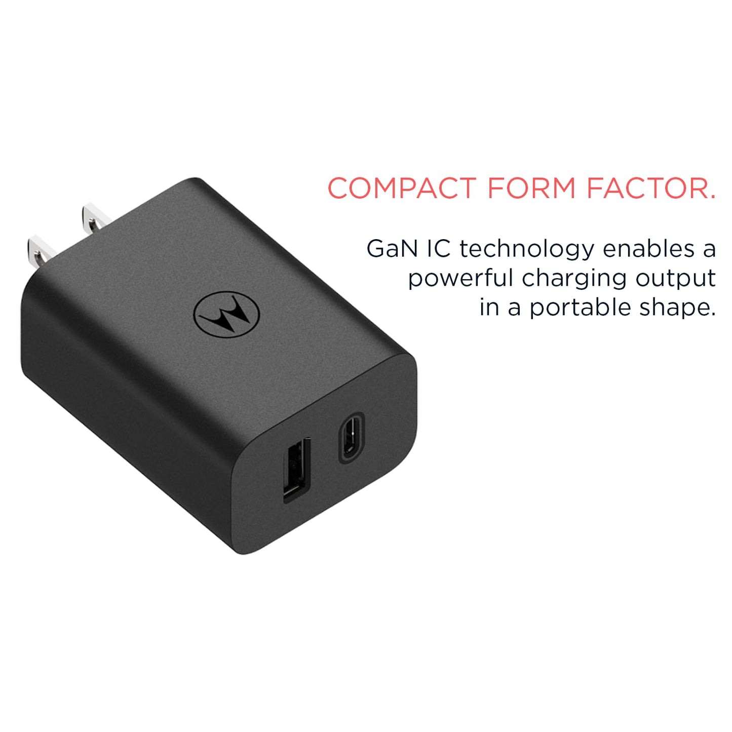 Cargador Motorola TurboPower Blanco 50W USB-A y USB-C con Salidas USB-PD y QC3.0