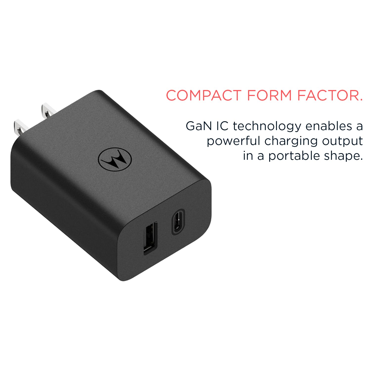 Cargador Motorola TurboPower Blanco 50W USB-A y USB-C con Salidas USB-PD y QC3.0
