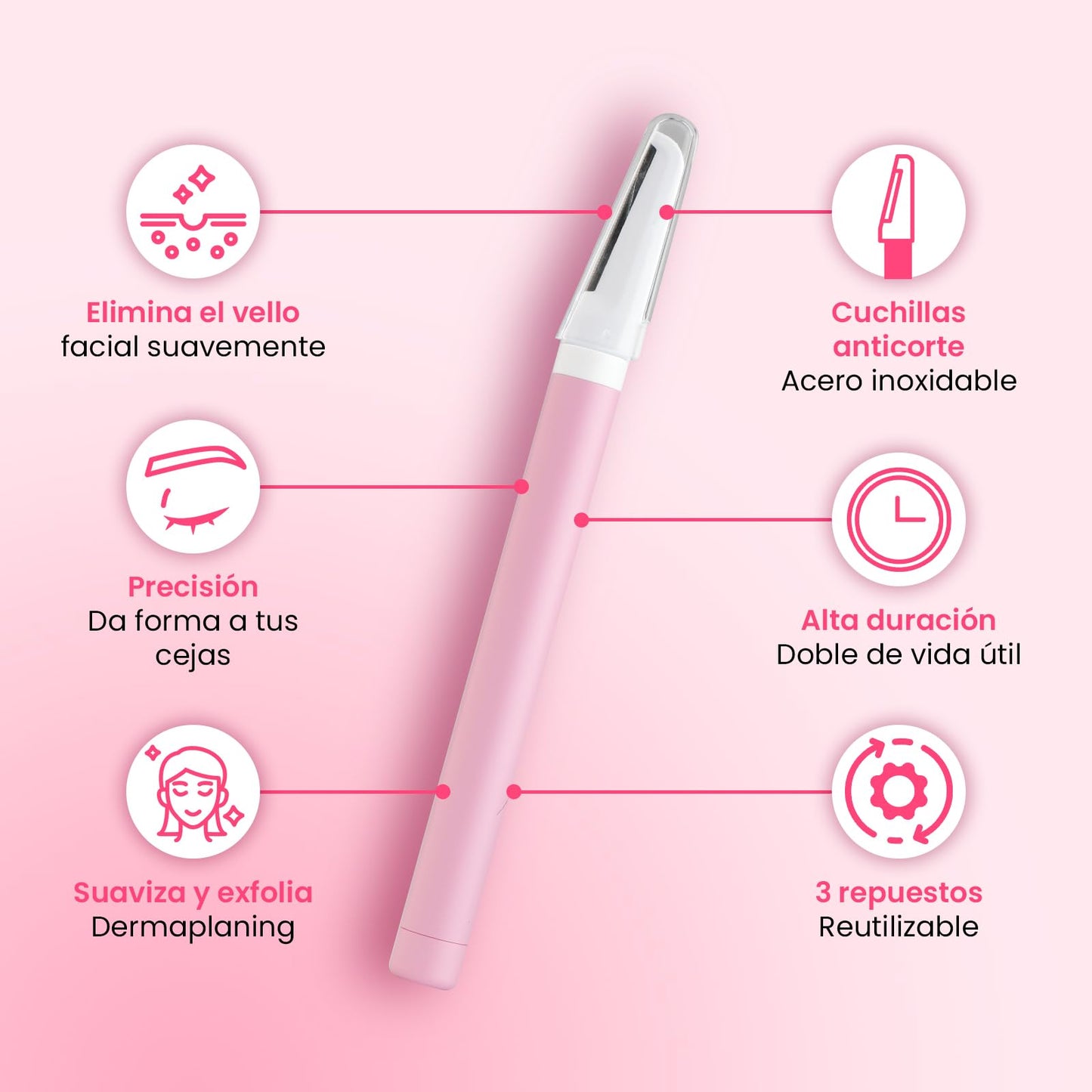 Perfiladora Facial ShinnySkin Removedor Vello Cuchilla Acero