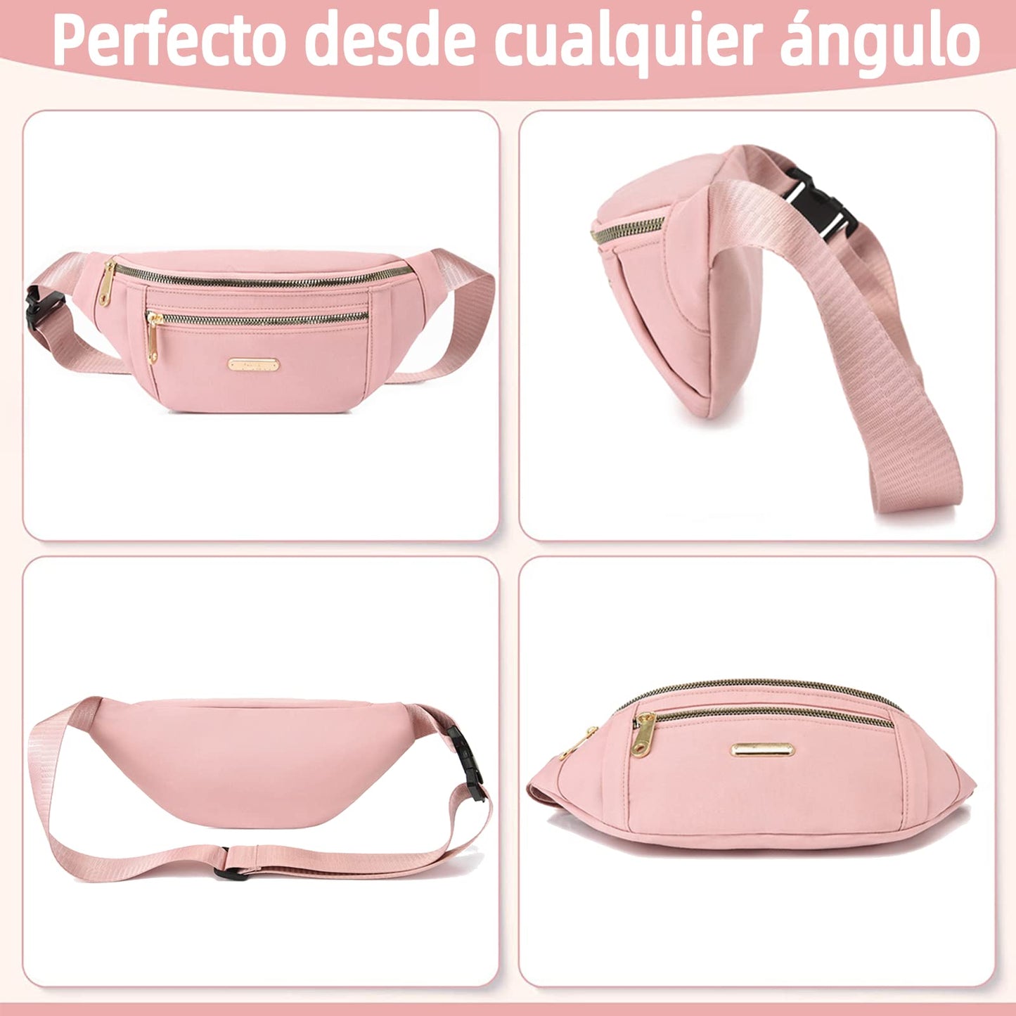 Cangurera Deportiva PKDEF Negra Impermeable de 2 Unidades para Mujer