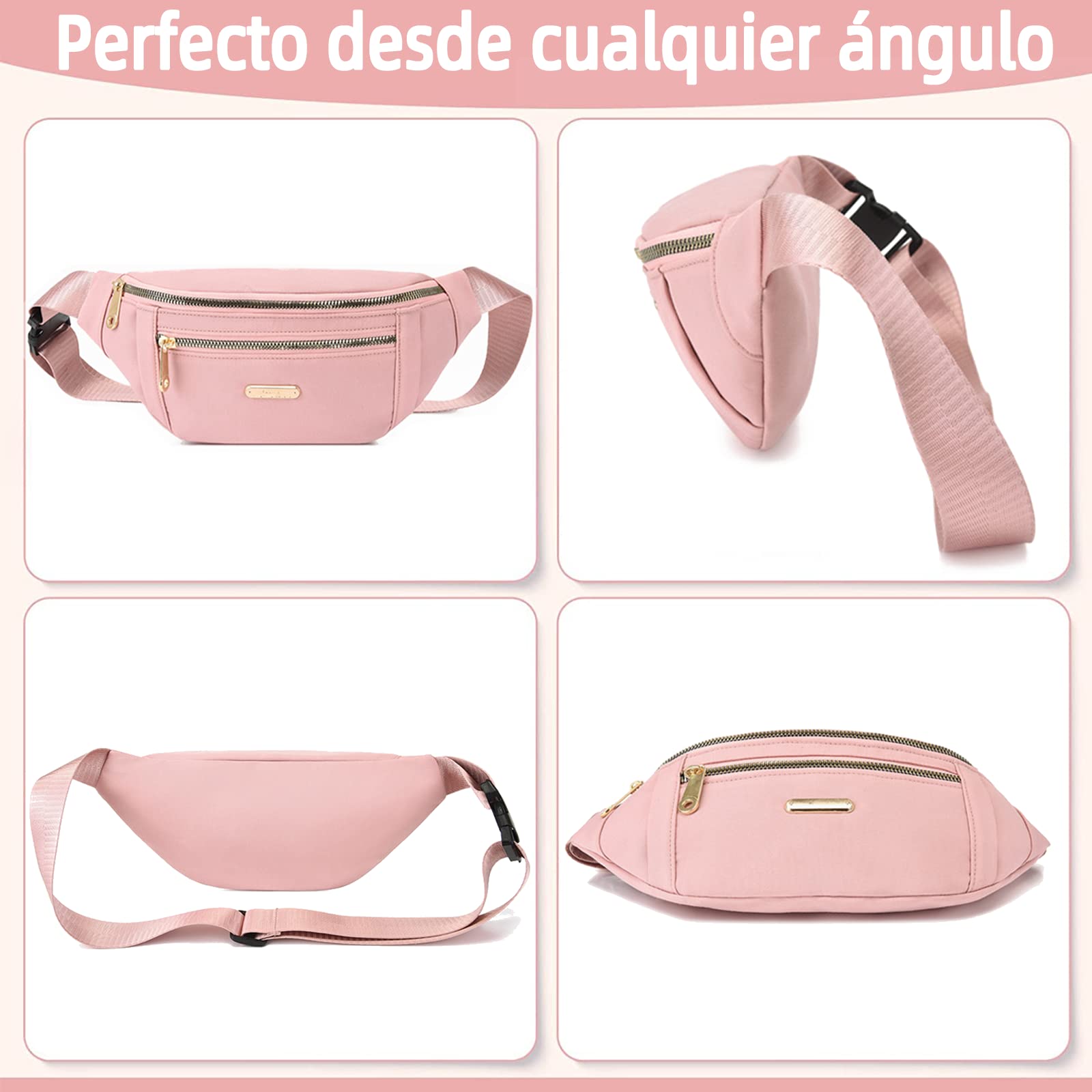 Cangurera Deportiva PKDEF Negra Impermeable de 2 Unidades para Mujer