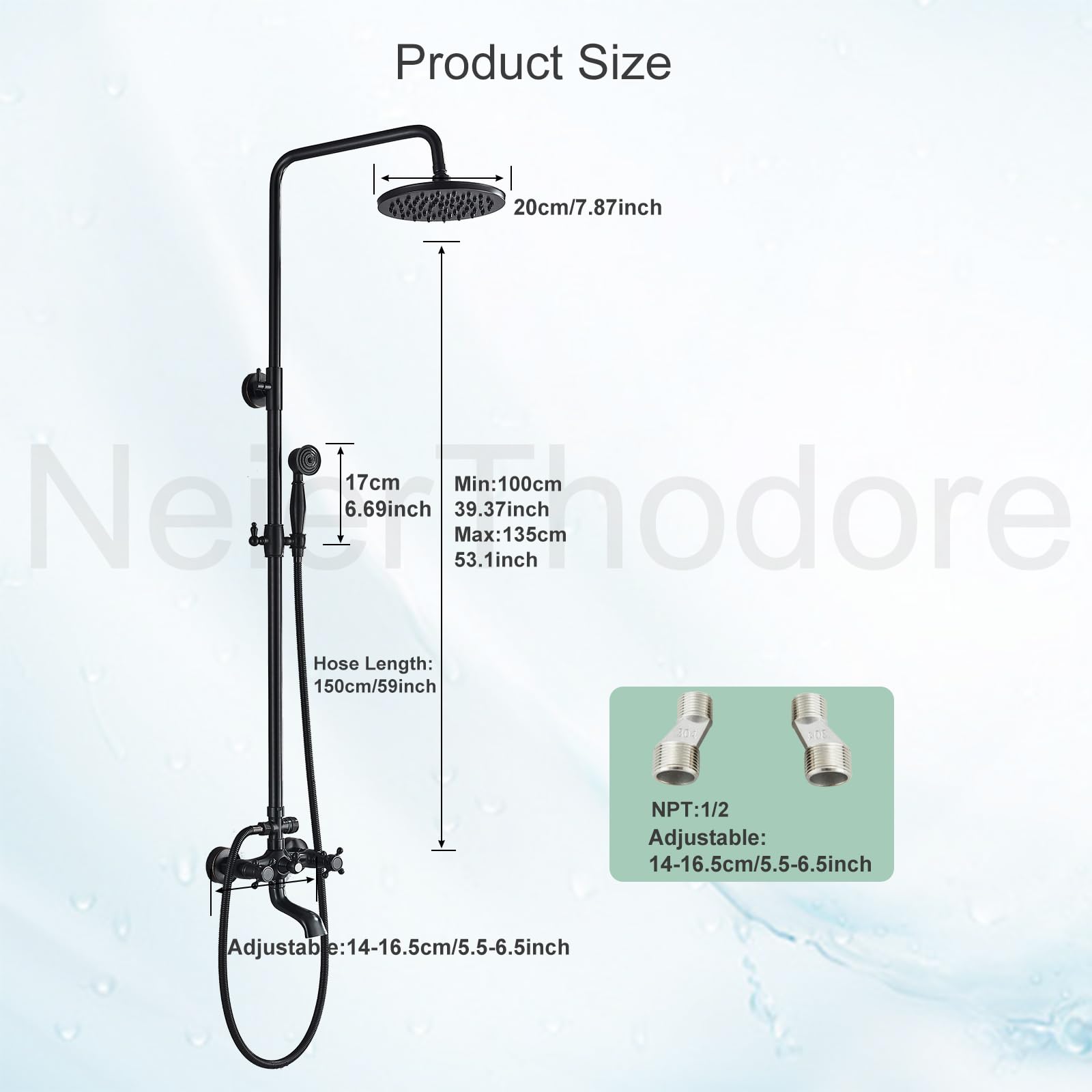 Juego de Llave de Ducha NeierThodore Bronce Aceitado con Sistema Completo Montado en la Pared