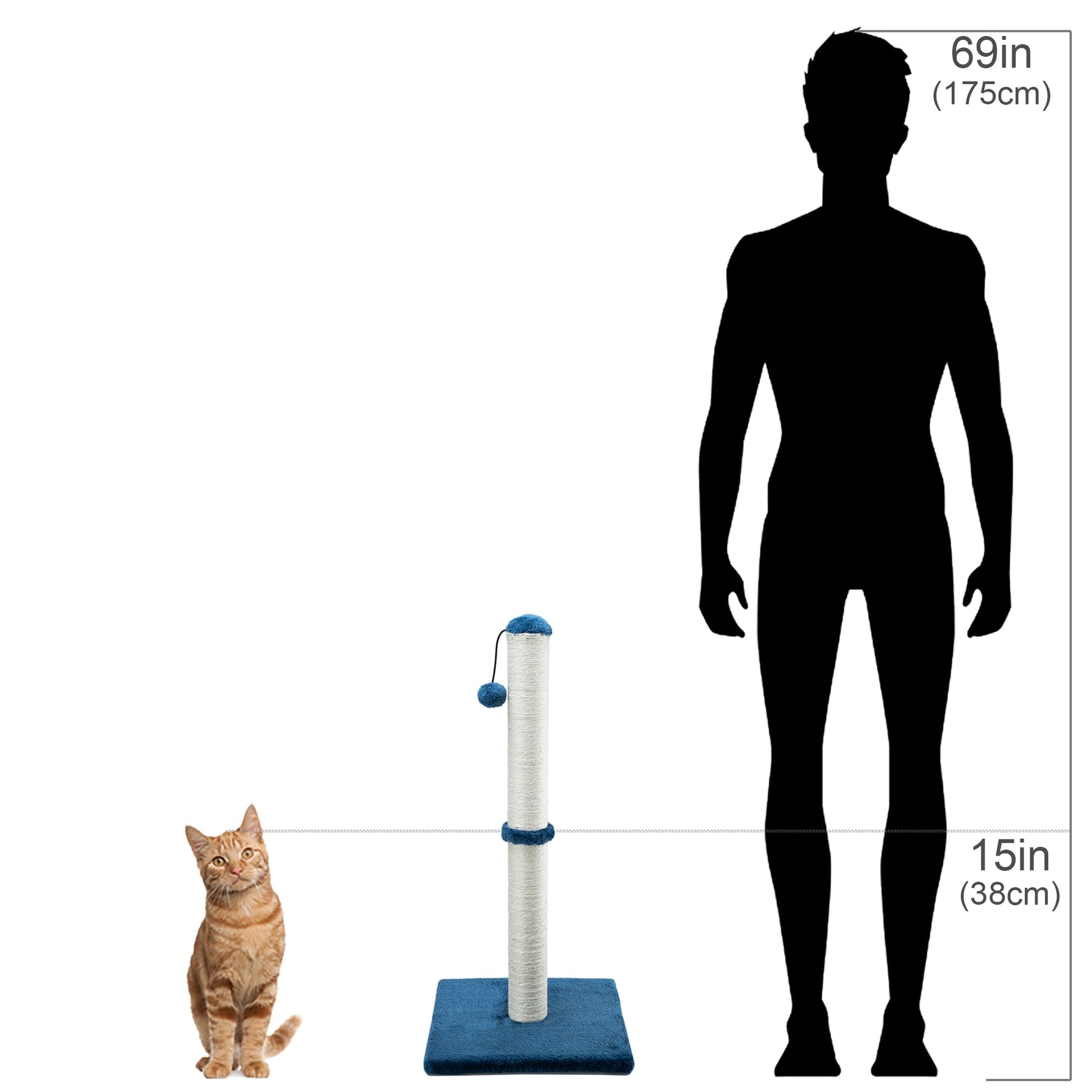 Dimaka - Rascador de gato de 73,6 cm de alto, poste rascador con cuerda de sisal y cubierto con felpa suave