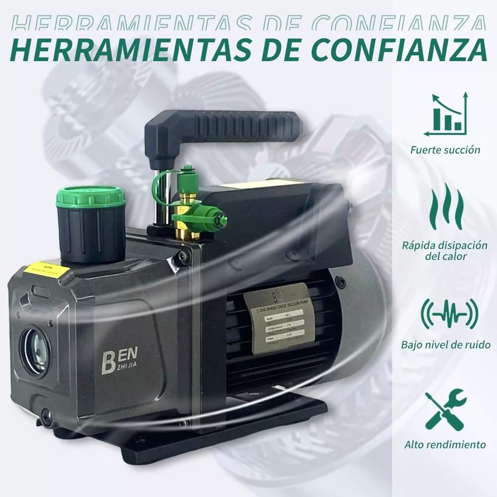 FIXITFAST 5cfm 1/3hp Bomba De Vacío + Manómetro R134a R22 R410a R404a Kit de refrigeración de colector de cuerpo de aluminio con bolsa de transporte para recarga y mantenimiento de refrigeración A/C