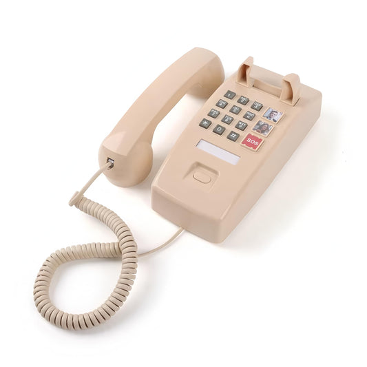 Teléfono TRIMLINE vintage con cable para el hogar, teléfono fijo de fácil instalación en pared, teléfono de emergencia SOS con botón grande para personas mayores con 3 grupos de marcación rápida con