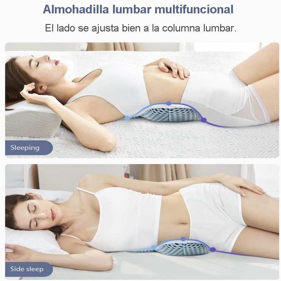 Almohada Lumbar QWTG Azul Ergonómica y Respirable para Mujeres Embarazadas y Trabajadores de Oficina
