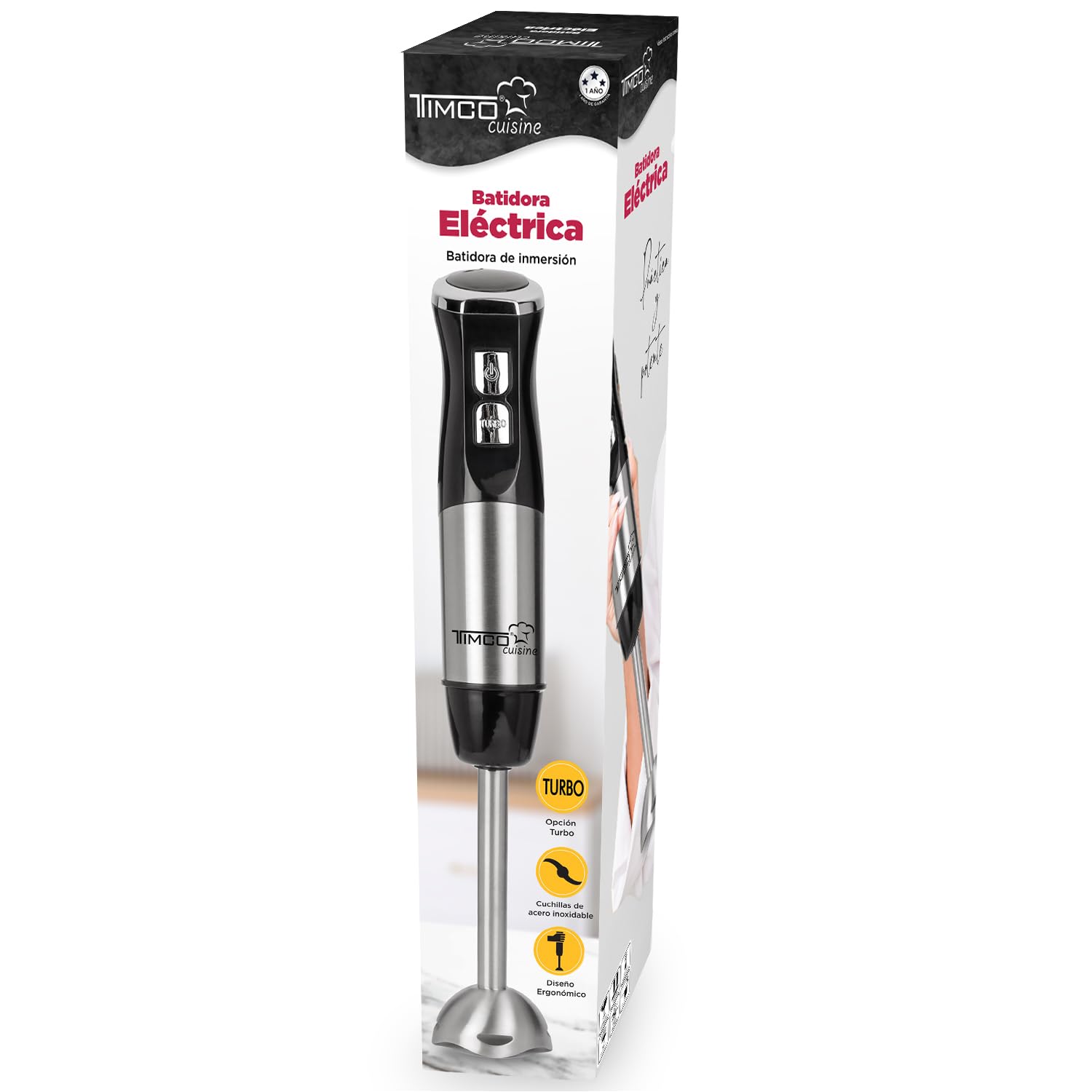 Batidora de Mano Timco Licuadora de Mano acero inoxidable Batidora de inmersión 400 W BAT1409B