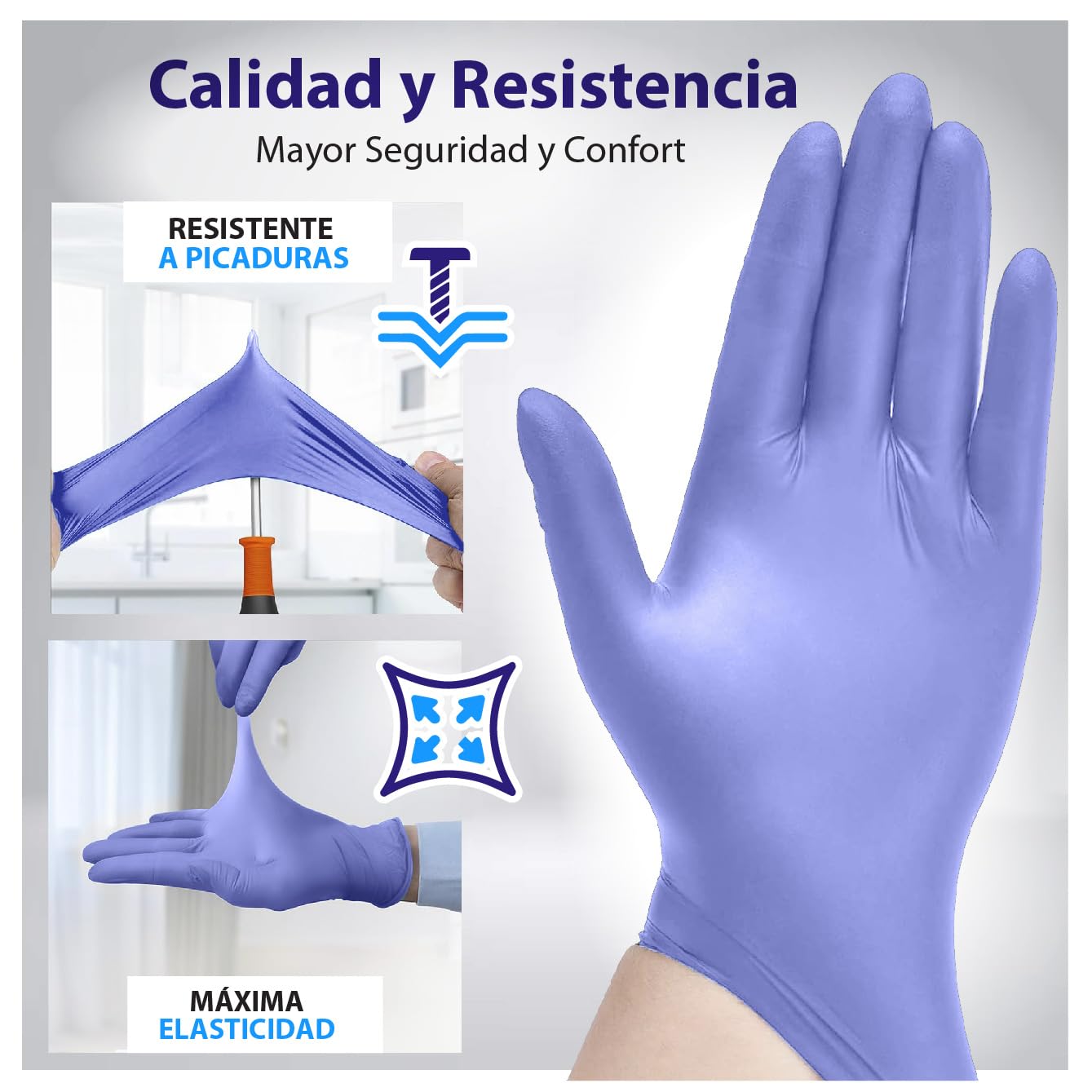 Best Trading 200 Guantes de Nitrilo Color Azul Ártico: Libres de Látex, Ajuste Perfecto sin Polvo, Guantes Premium con Tecnología Touchscreen. Comodidad, Seguridad y Funcionalidad (Mediano)