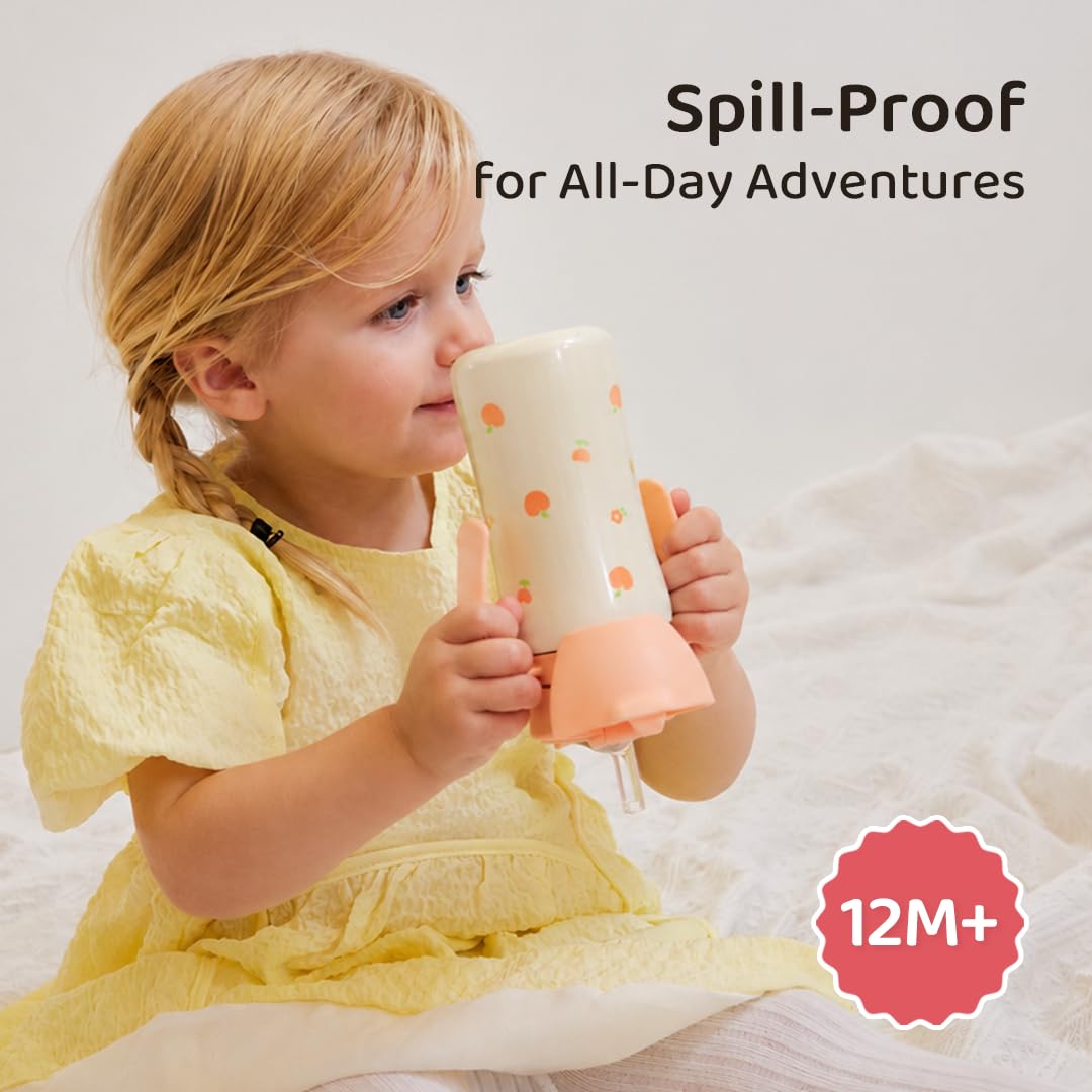 GROSMIMI - Vaso de acero inoxidable 316 aislado a prueba de derrames, botella de agua con tapa abatible para niños pequeños, sin BPA (6 onzas, globo de aire)