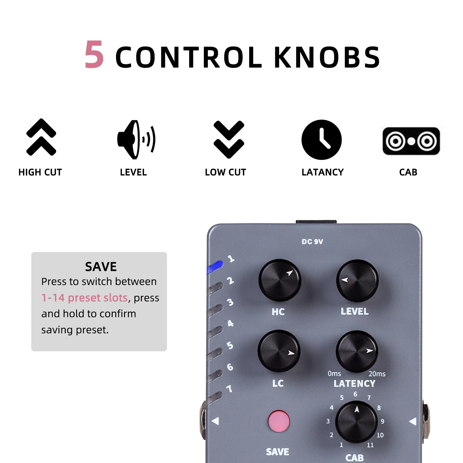 Pedal de Simulación de Gabinete Estéreo MOOER CAB X2 con 14 Ranuras Preestablecidas para Edición de Software