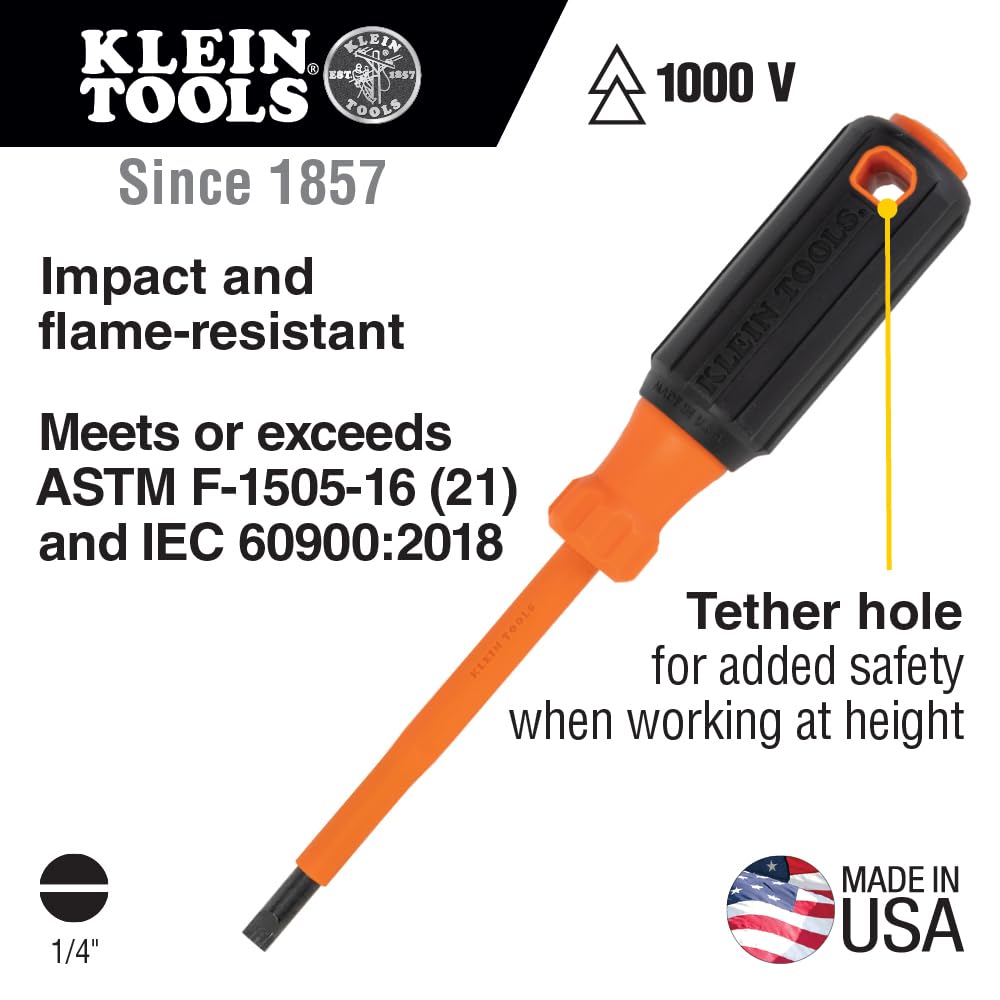 Klein Tools 9419R - Juego de herramientas aisladas de 1000 V con cortador diagonal, alicates de punta larga y 3 destornilladores, 5 piezas