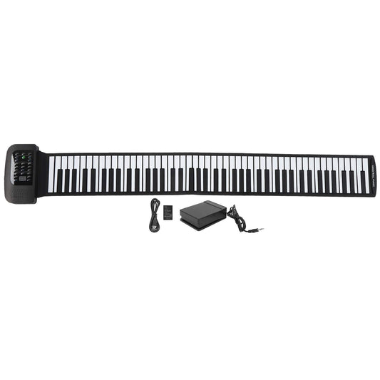 Teclado de Piano POCREATION Negro Flexible Roll Up 88 Teclas Portátil para Principiantes