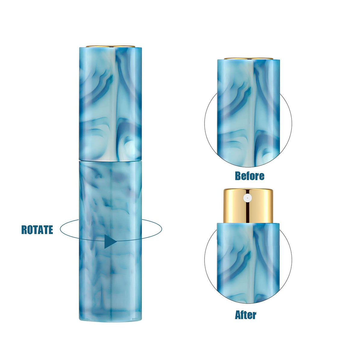 Lil Ray Mini atomizador de perfume portátil, botella pequeña recargable para viajes, pulverizador de colonia de bolsillo aspiradora, Marble Pattern, 10 ml