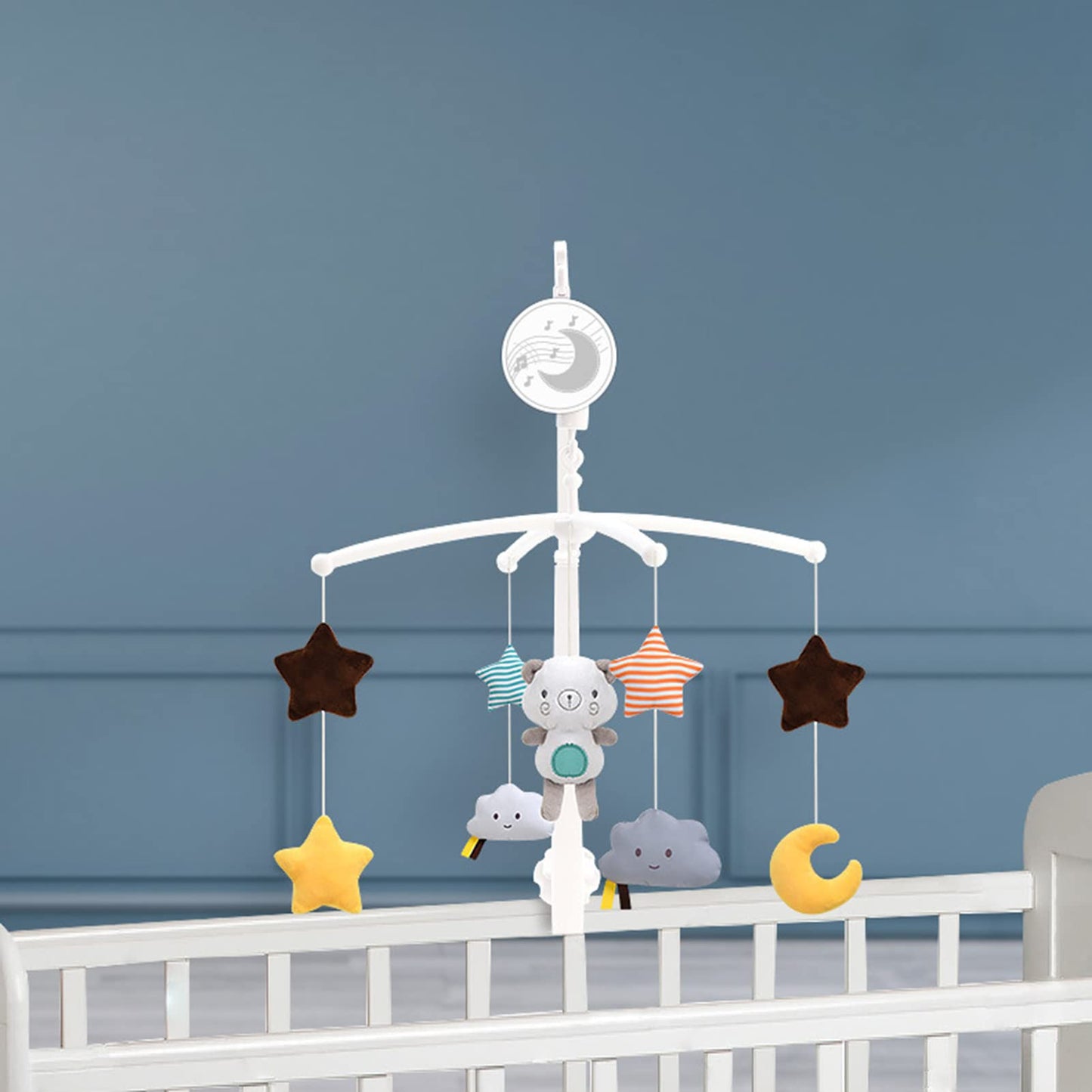 Móvil Musical BHCASE Blanco con Juguetes Giratorios para Cuna de Bebé, niños y niñas