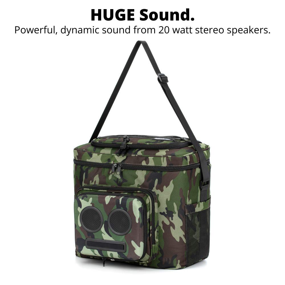 The #1 Cooler with Speakers on Amazon. 15-Watt Bluetooth Speakers & Subwoofer for Parties/Festivals/Boat/Beach. Rechargeable, Works with iPhone & Andr
