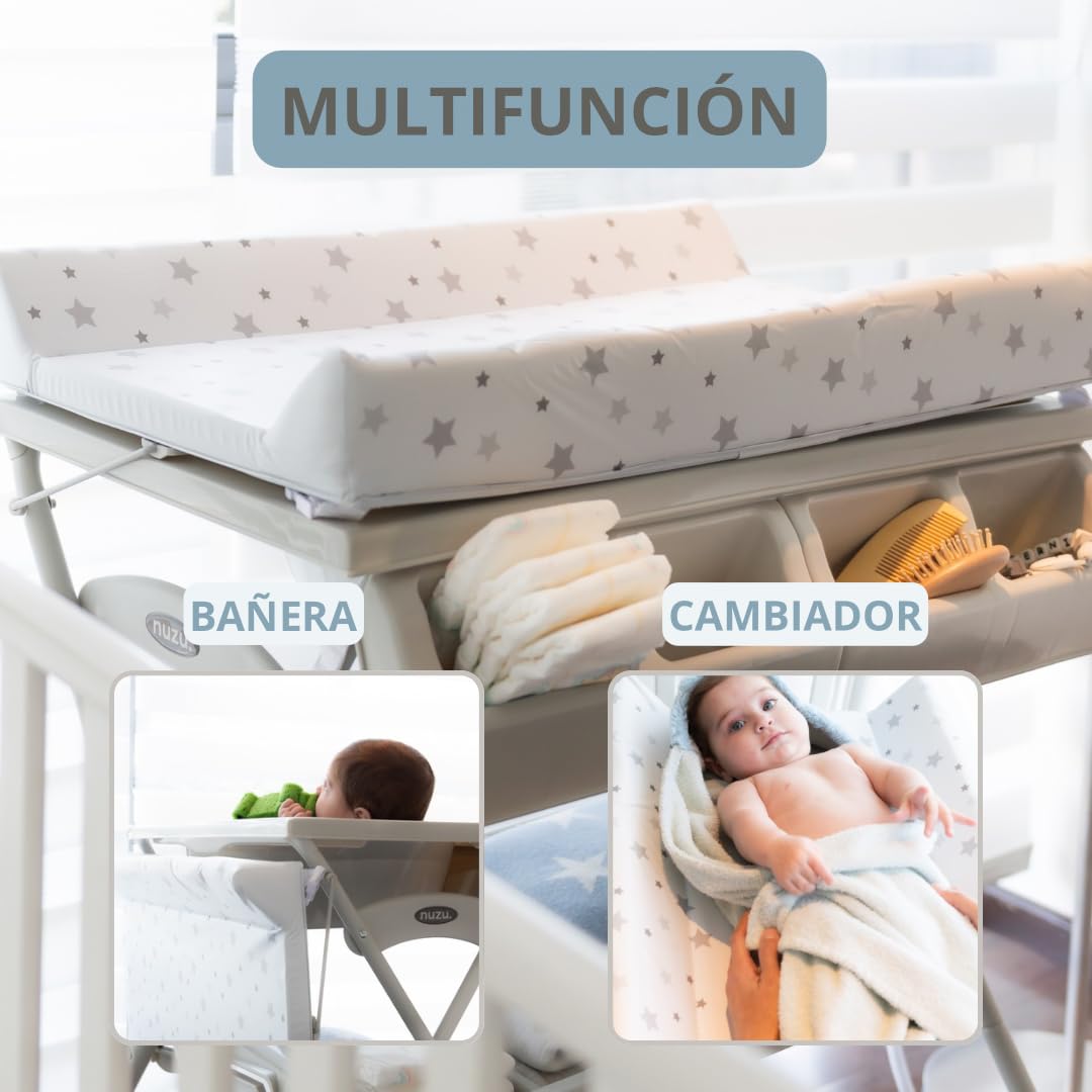 Bañera para Bebé NUZU Blanca Diseño Compacto y Ergonómico