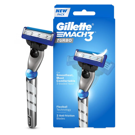 Gillette Mach3 Turbo - Maquinilla de afeitar para hombre con tecnología Flexball