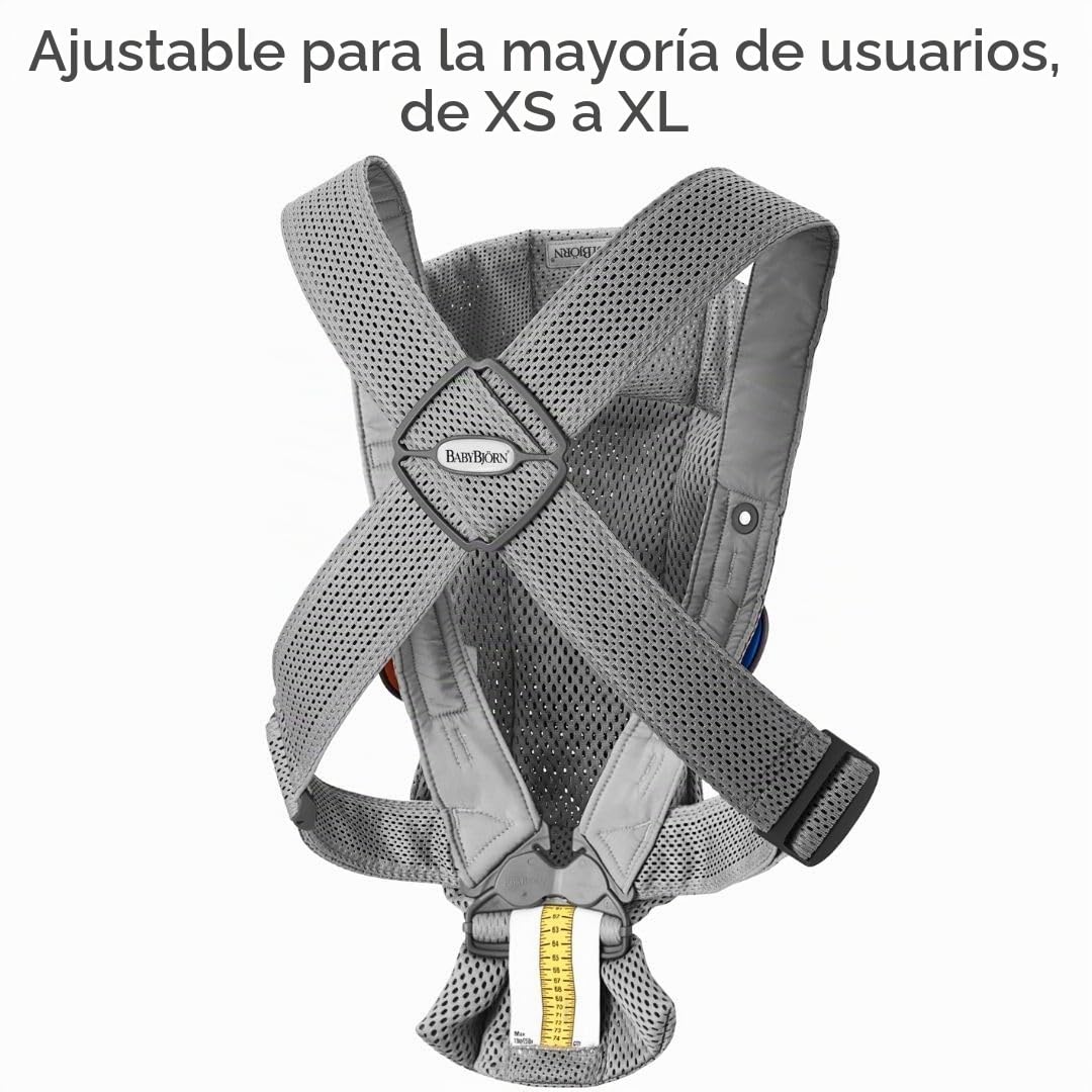 BabyBjörn Canguro Portabebé Mini, Gray, 3D Mesh | Para recién nacidos, de 0 a 12 meses (3.2–11 kg), ergonómico y fácil de usar