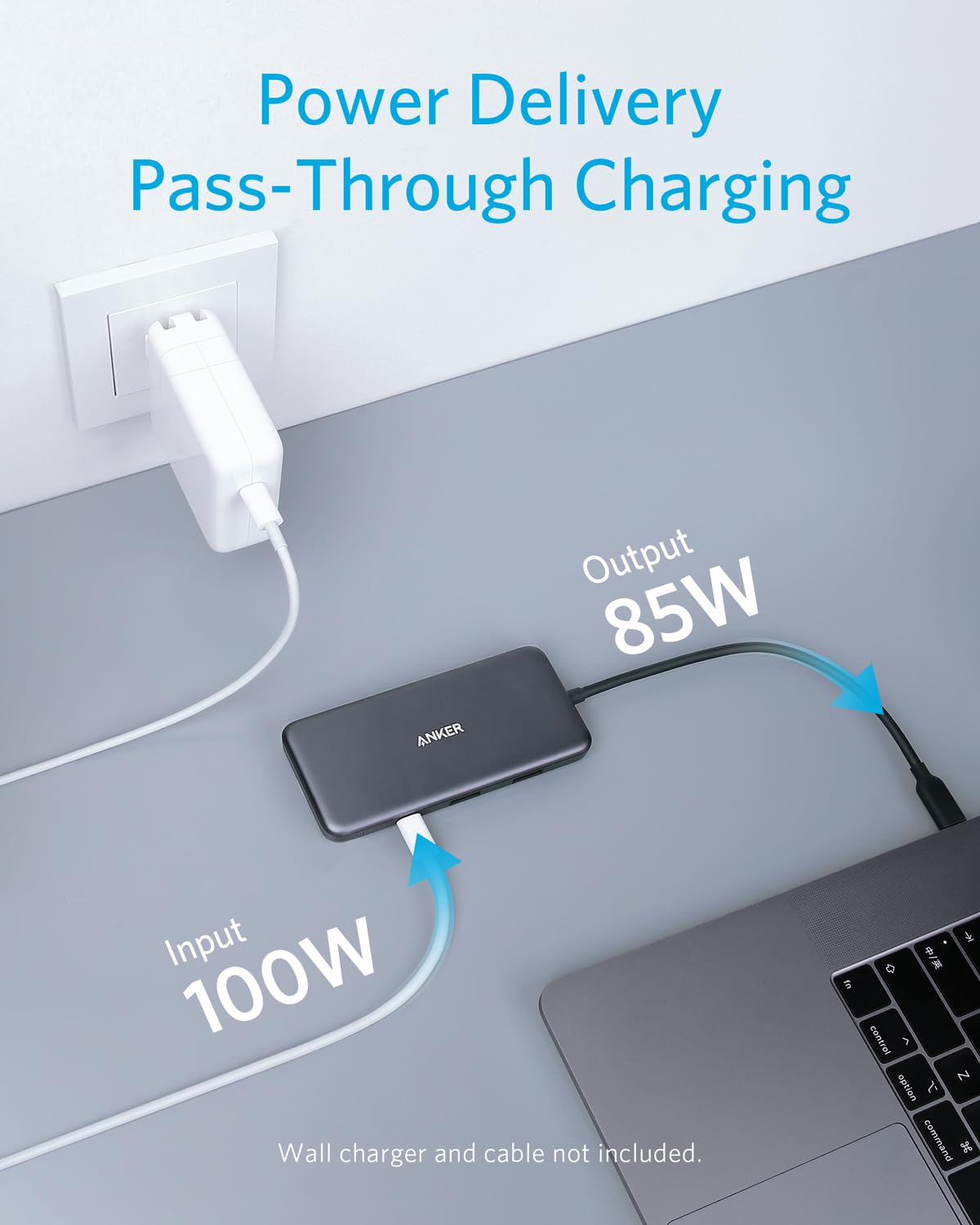 Hub USB C Anker Gris con HDMI 4K y Carga de 100 W para MacBook y XPS