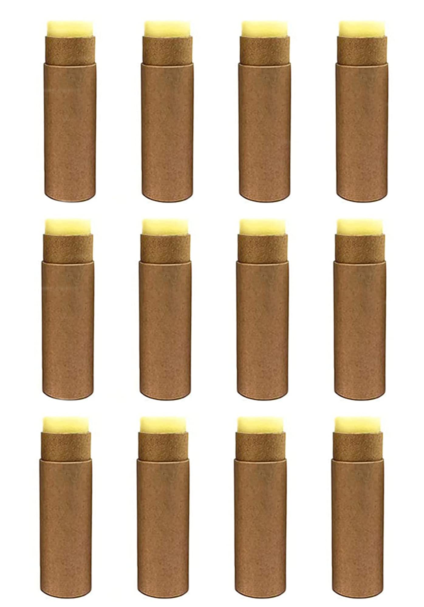 Healthcom 12 tubos de cartón, de 8,5 g, para bálsamo labial, tubos vacíos de cartón, tubo de pintalabios, rellenable, contenedor de perfume sólido, contenedor para muestras cosméticas, desodorante (marrón)
