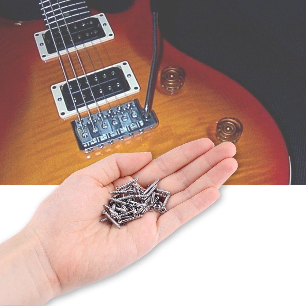 Tornillos guitarra el¨¦ctrica Humbucker Pickup guitarra marco de recogida Tornillos de fijaci¨®n de accesorios de guitarra 40 piezas Set(Plata) levantar