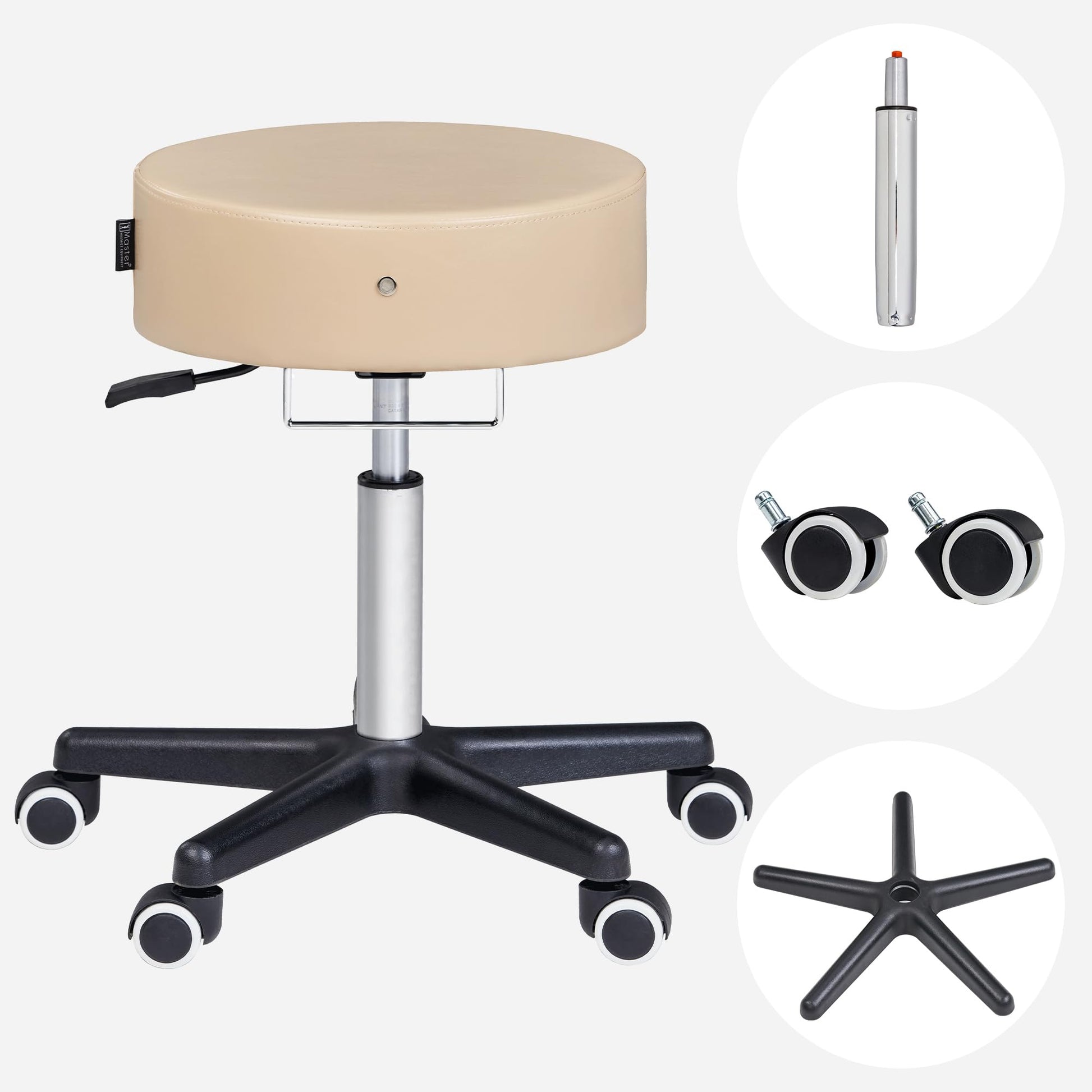 Taburete Rodante Master Massage Deluxe Crema Asiento Más Grande Ruedas Mejoradas